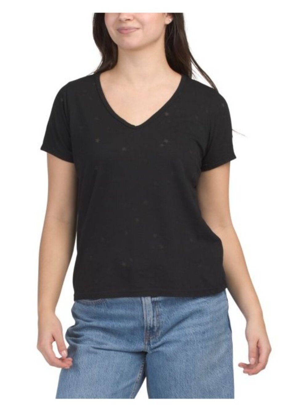 Michael Stars Skyler V-Neck T-Shirt Made in the USA Black New with Tag